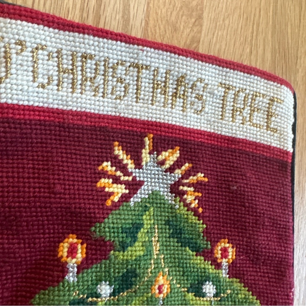 2 Needlepoint Christmas Stockings O’Christmas Tree & Let It Snow Velvet - Picture 10 of 10